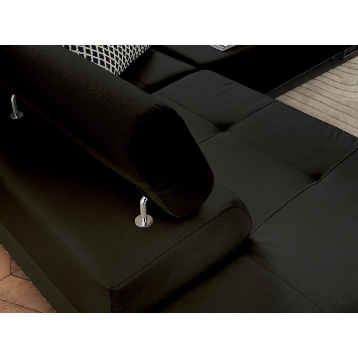 BEST MOBILIER Pablo - canapé d'angle gauche - 5 places - convertible avec coffre et têtières réglables - en velours