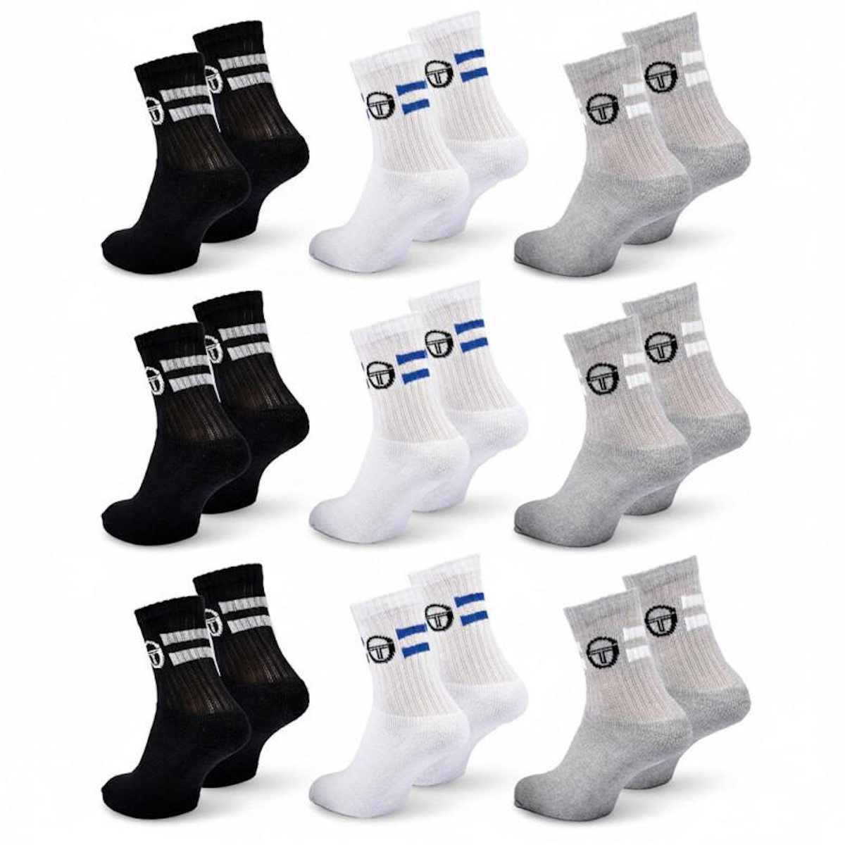 SERGIO TACCHINI Sergio Tacchini Pack de Chaussettes enfant Tennis Crew Lot de 9 Paires