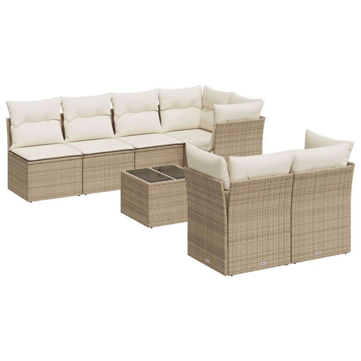 VIDAXL Salon de jardin avec coussins 8 pcs beige resine tressee