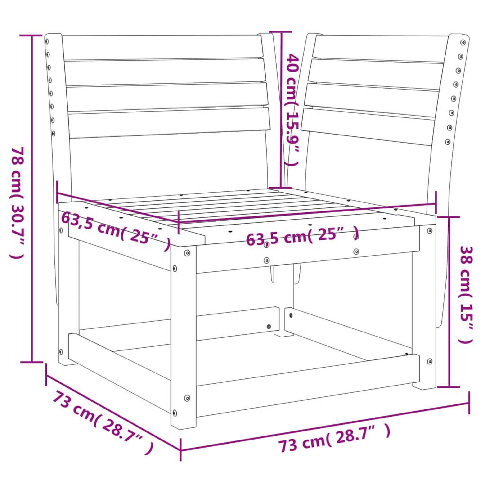 Voir la diapositive 6 : VIDAXL Canape d'angle de jardin 73x73x78 cm bois massif douglas