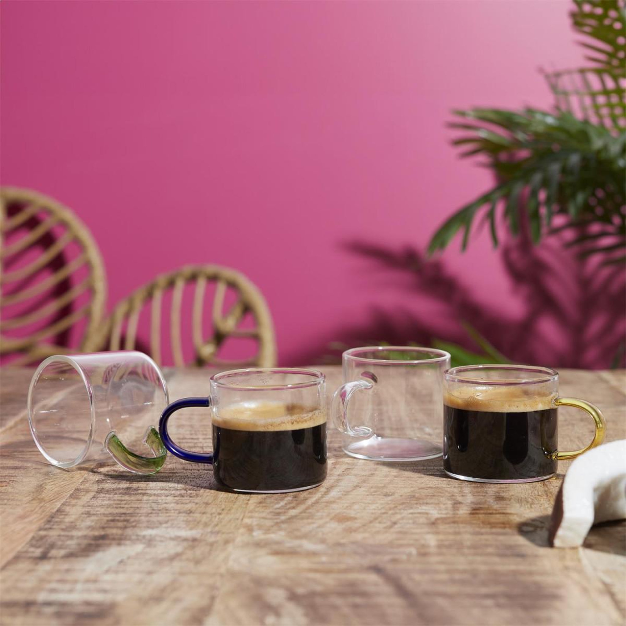 Voir la diapositive 5 : The Home Deco Factory Lot de 4 tasses à café avec support  paradis  8cm transparent
