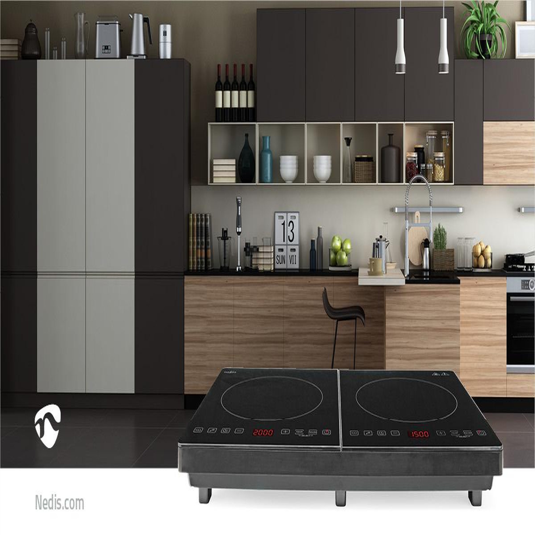 Voir la diapositive 5 : NEDIS Plaque à induction 2 foyer - sécurité enfants - 3500 w - noir - KAIP124CBK2