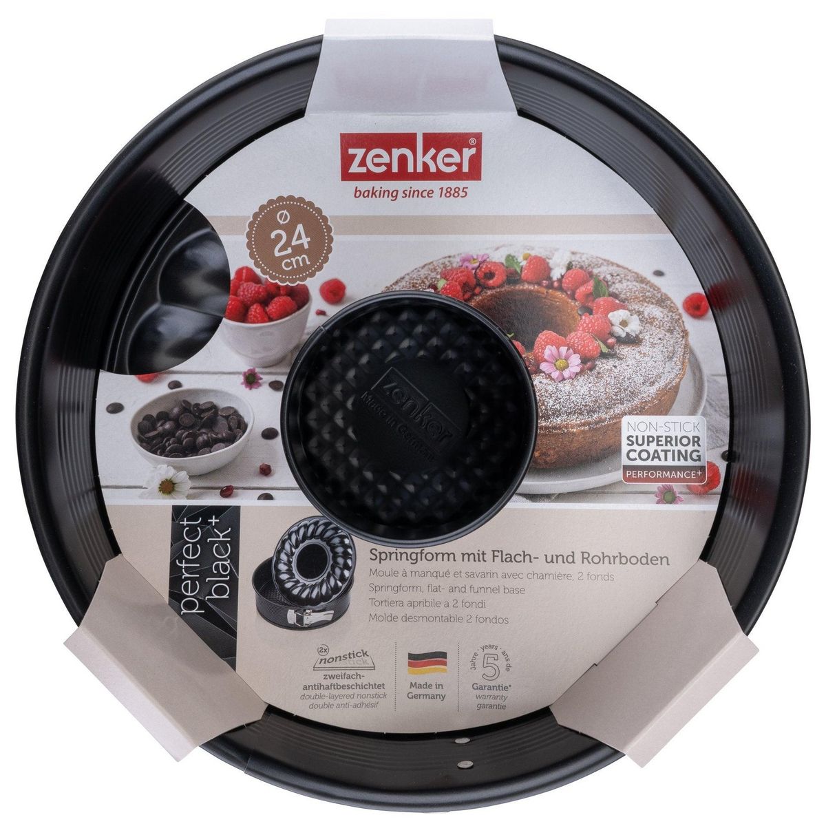 ZENKER Moule à manqué et à savarin double fond 24 cm Zenker PerfectBack+