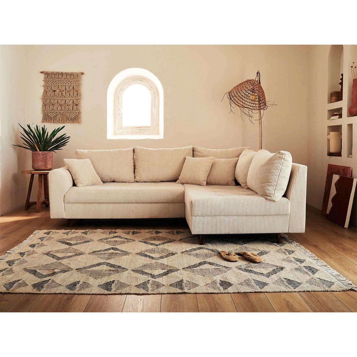 LISA DESIGN Rune - canapé d'angle droit - 4 places - en velours côtelé