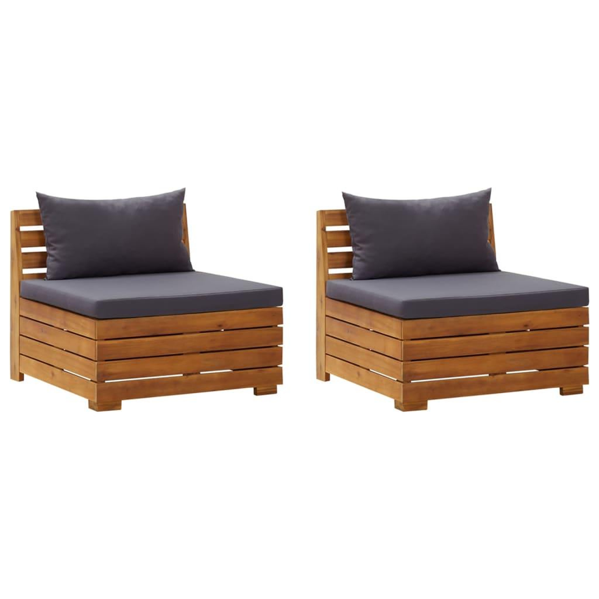 Voir la diapositive 1 : VIDAXL Canape de jardin 2 places avec coussins Bois d'acacia massif