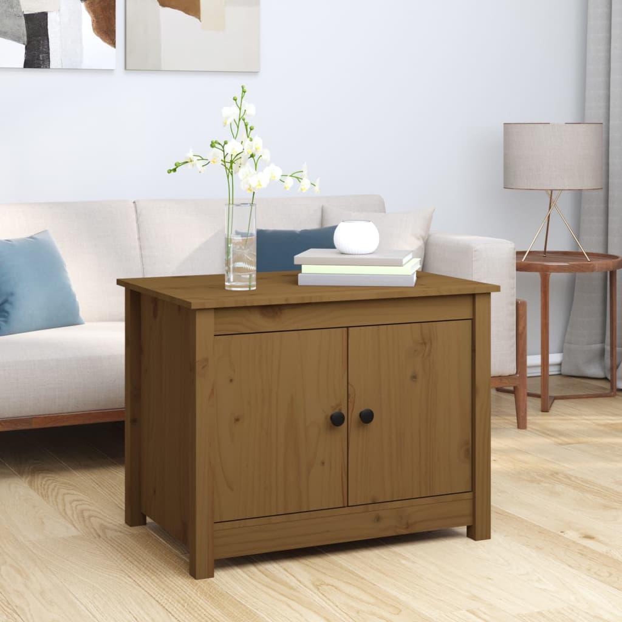 VIDAXL Table basse Marron miel 71x49x55 cm Bois massif de pin