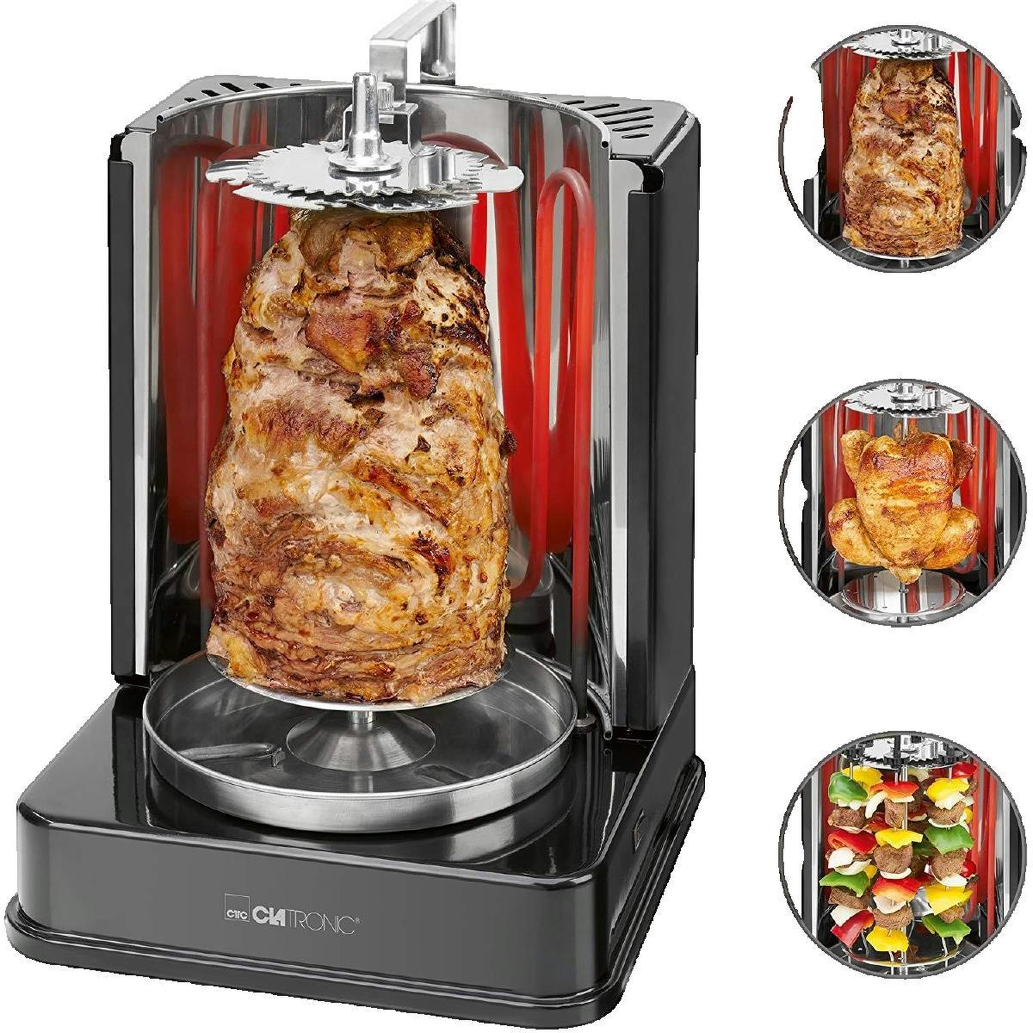 CLATRONIC Grill électrique vertical Clatronic DVG 3686 avec rotation 360°