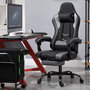 Voir la diapositive 2 : VINSETTO Vinsetto Fauteuil de bureau gamer style baquet racing - pivotant, inclinable - coussin lombaire, tétière, repose-pieds inclus - revêtement synthétique gris noir