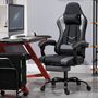 Voir la diapositive 2 : VINSETTO Vinsetto Fauteuil de bureau gamer style baquet racing - pivotant, inclinable - coussin lombaire, tétière, repose-pieds inclus - revêtement synthétique gris noir