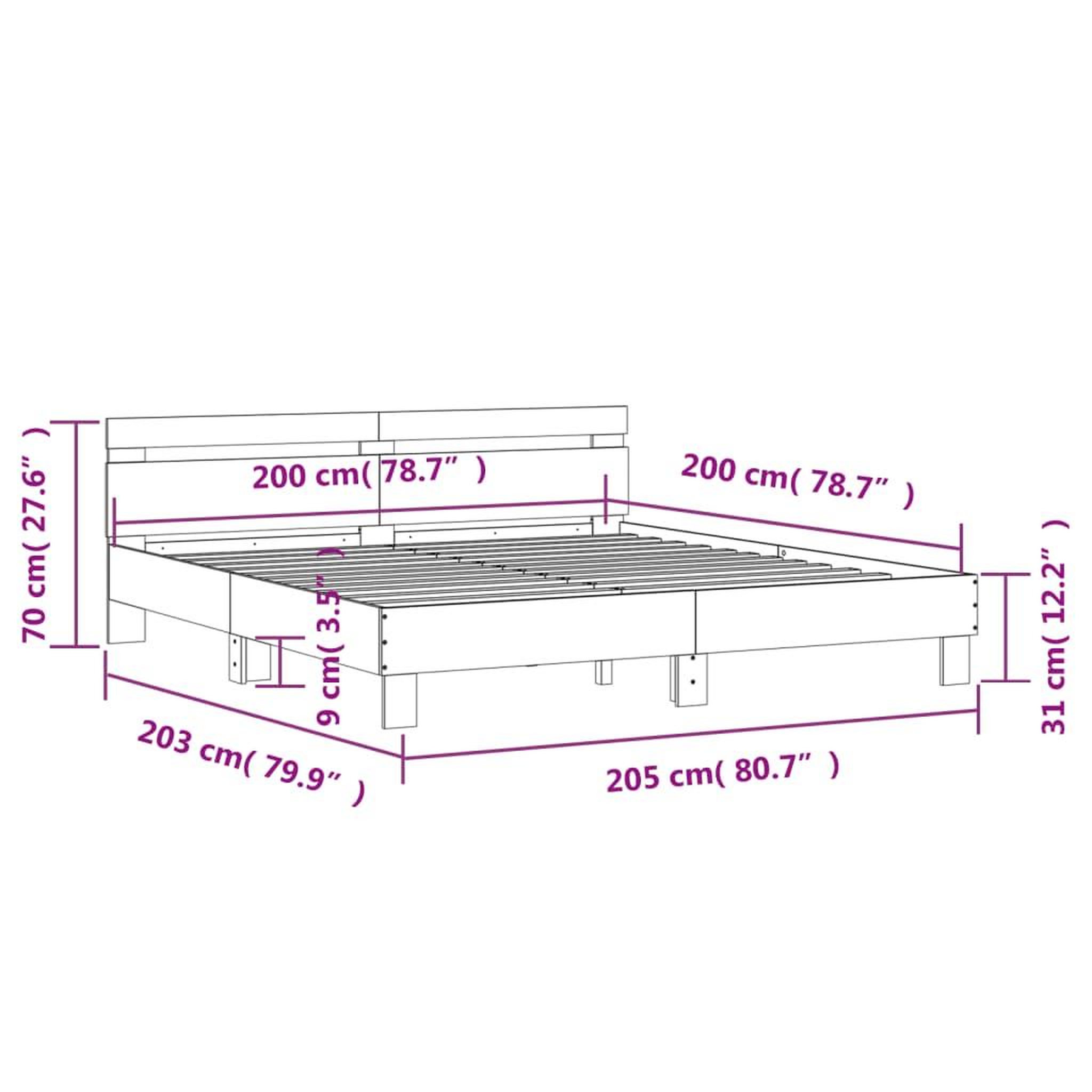 Voir la diapositive 6 : VIDAXL Cadre de lit avec LED sans matelas chene marron 200x200 cm