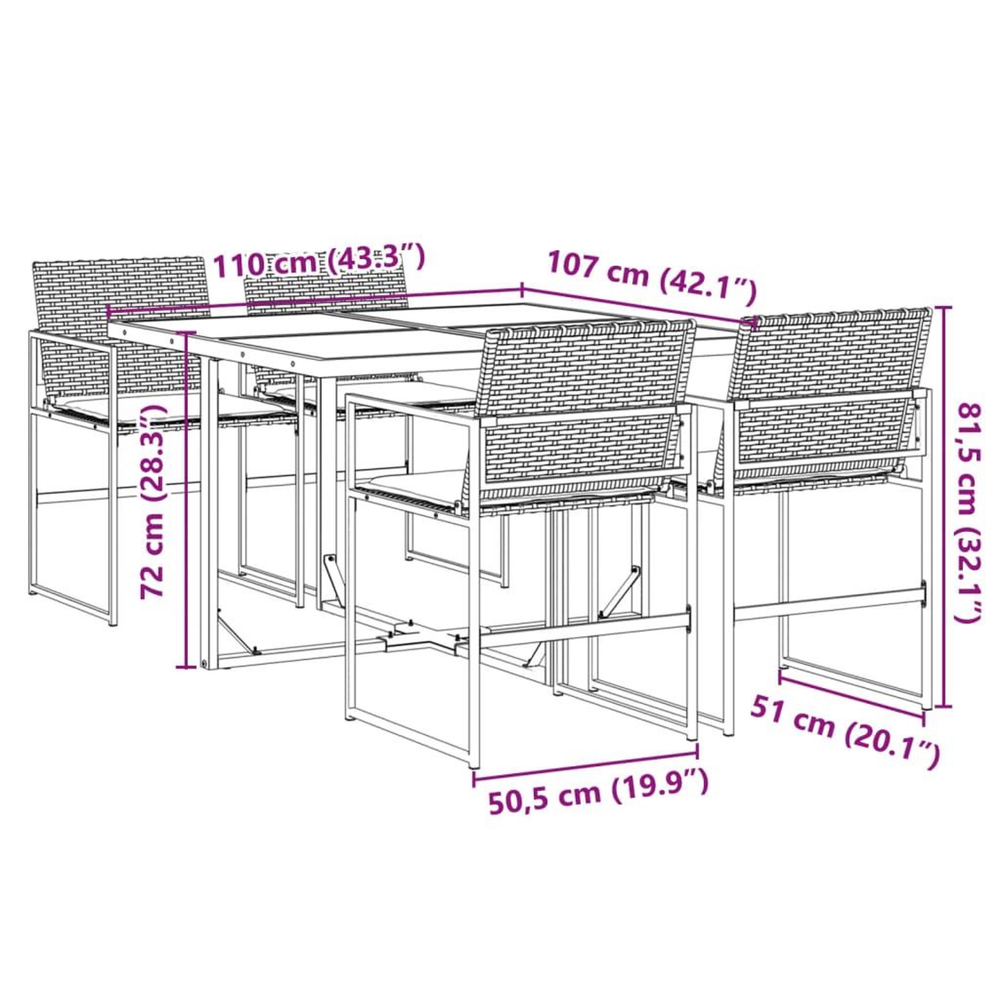 Voir la diapositive 6 : VIDAXL Ensemble a manger de jardin coussins 5pcs noir resine tressee