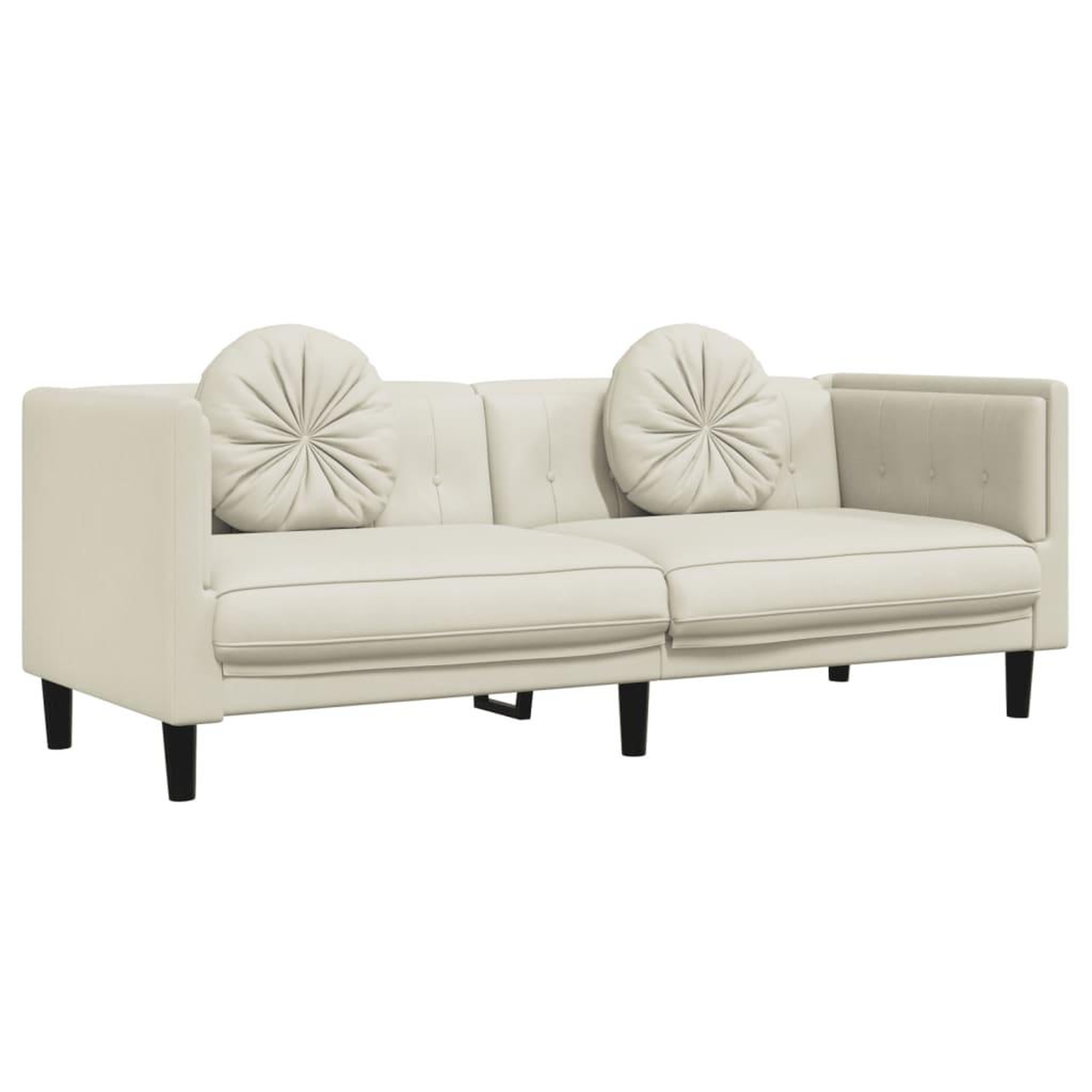 Voir la diapositive 2 : VIDAXL Canape avec coussins 3 places creme velours