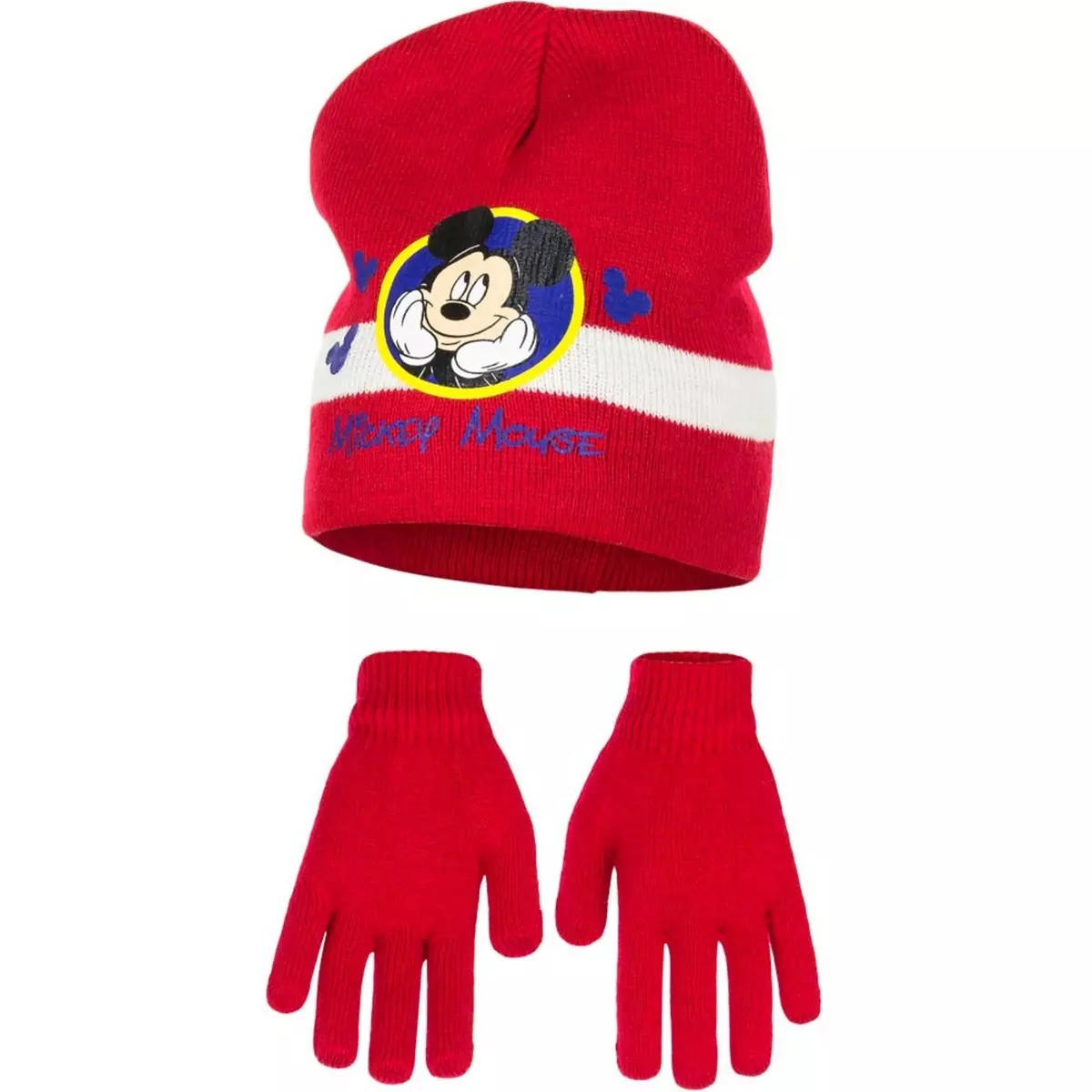  Bonnet Gants Mickey Mouse Rouge Taille 52 Disney enfant