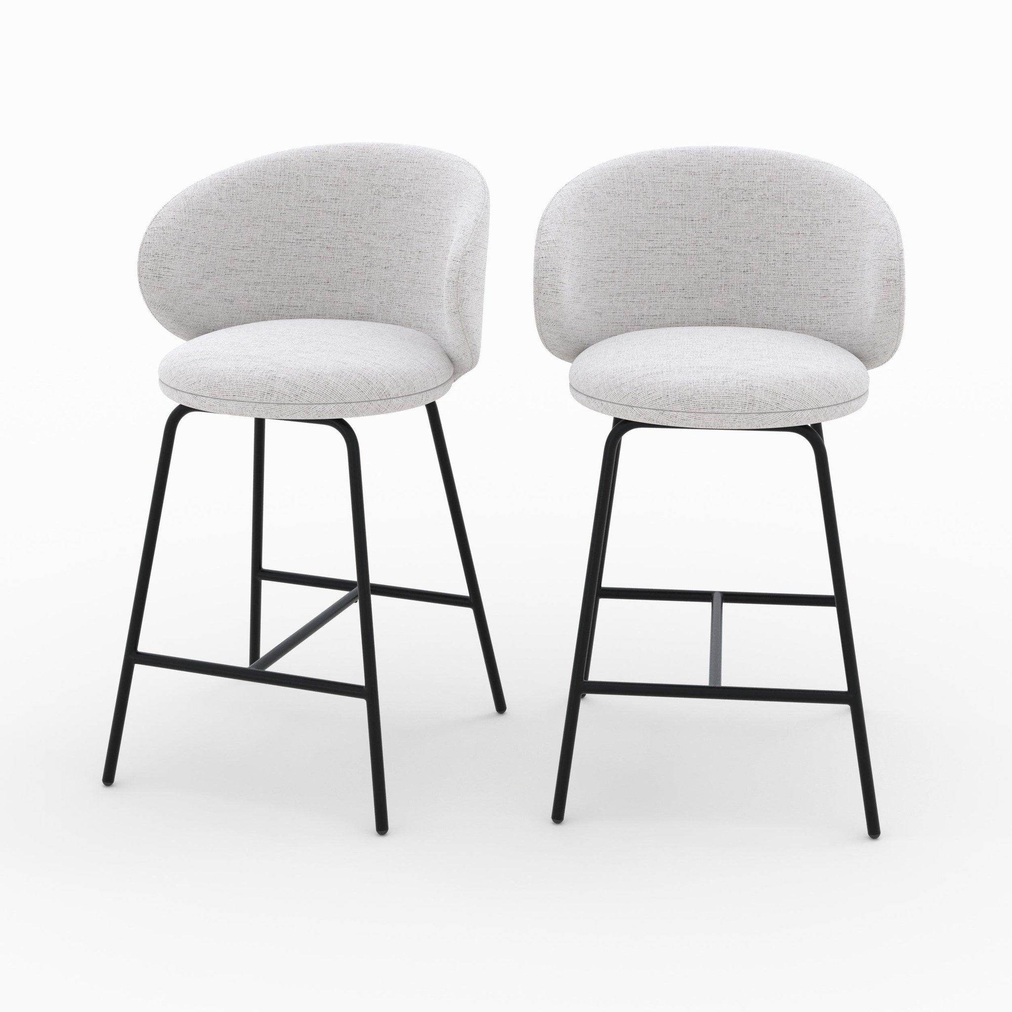 MAISON PAVANE Lot de 2 chaises pour îlot central en tissu gris clair 68 cm-Cécilia