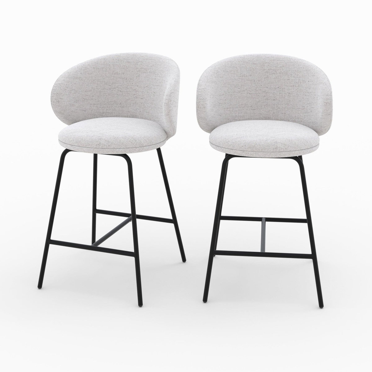 Rendez vous déco Lot de 2 chaises pour îlot central en tissu gris clair 68 cm-Cécilia