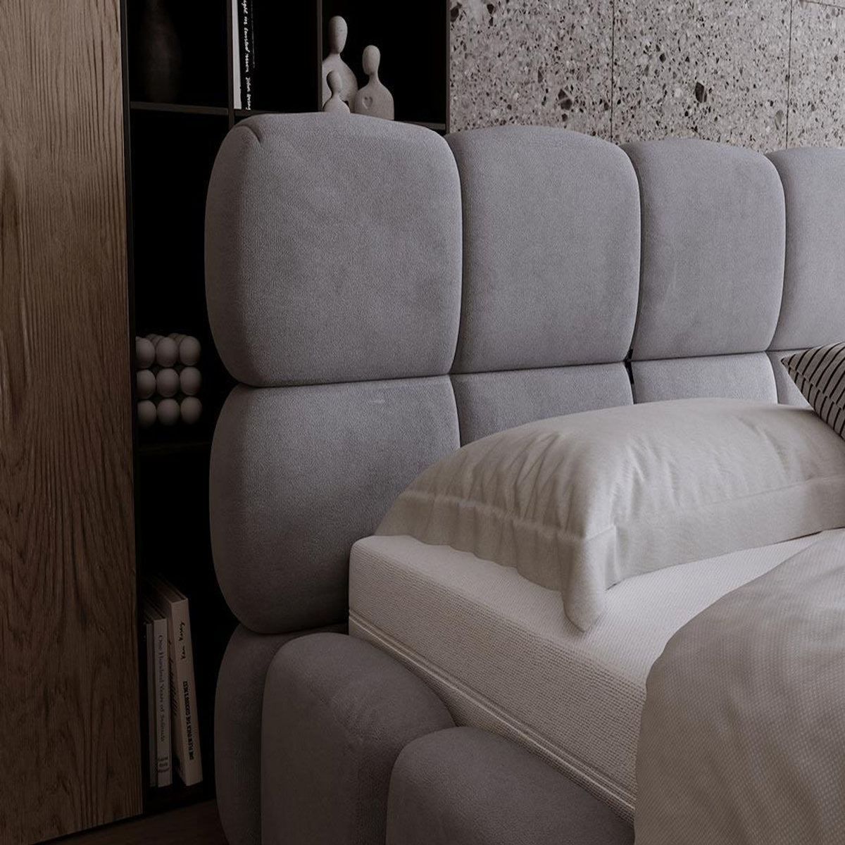 BEST MOBILIER Mariposa - lit coffre - 180x200 cm - sommier inclus - en velours
