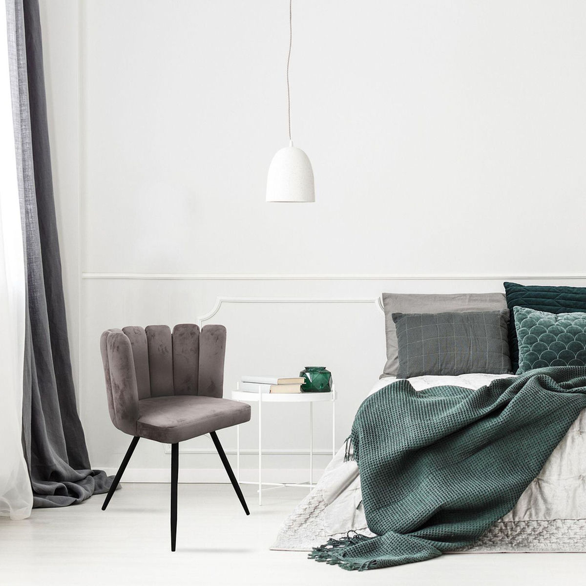 The Home Deco Factory Chaise design effet velours Ariel