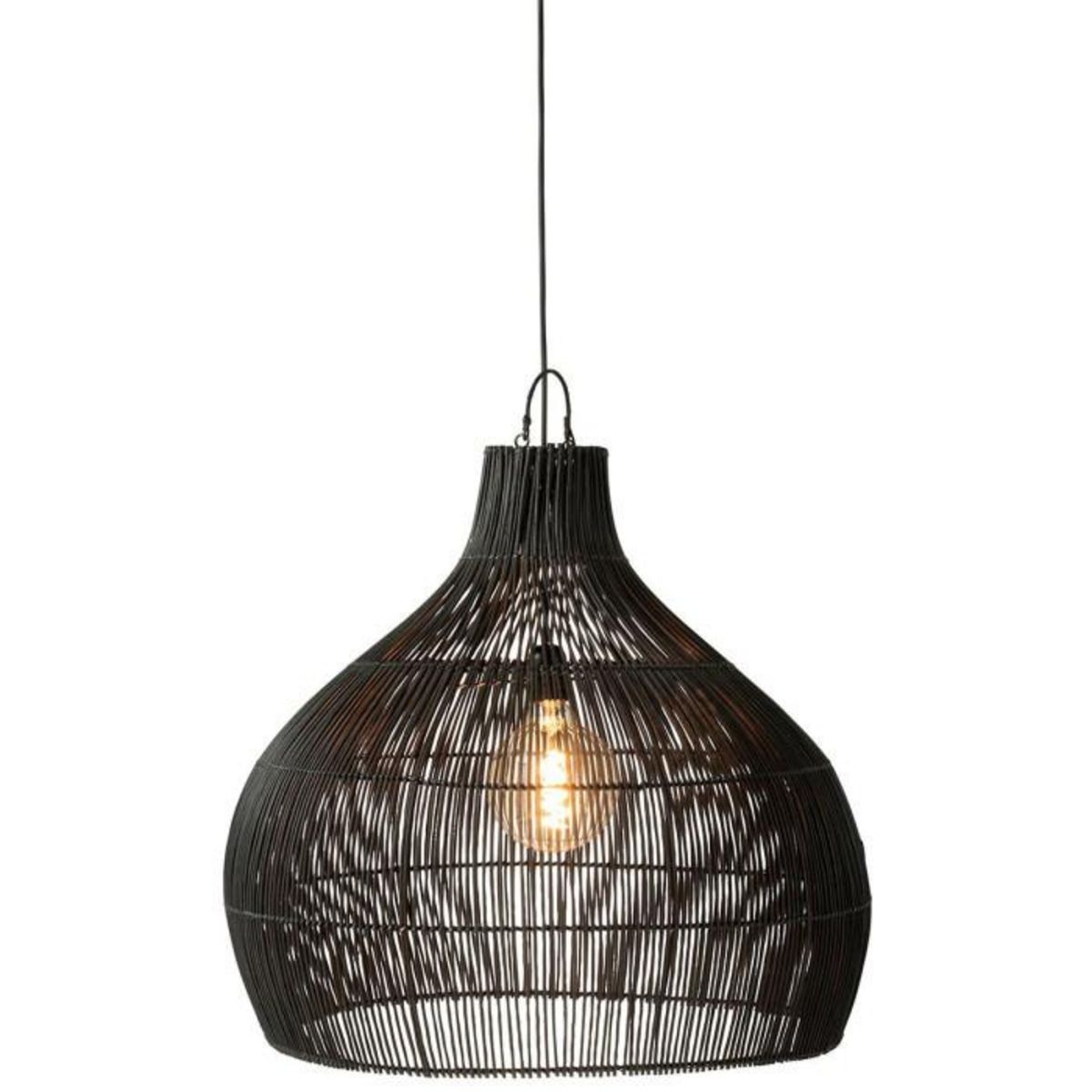 Paris Prix Abat-Jour Poire en Rotin  Lyna  80cm Noir