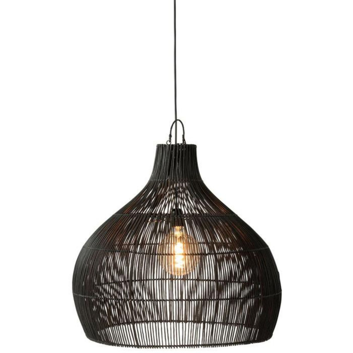 Paris Prix Abat-Jour Poire en Rotin  Lyna  80cm Noir