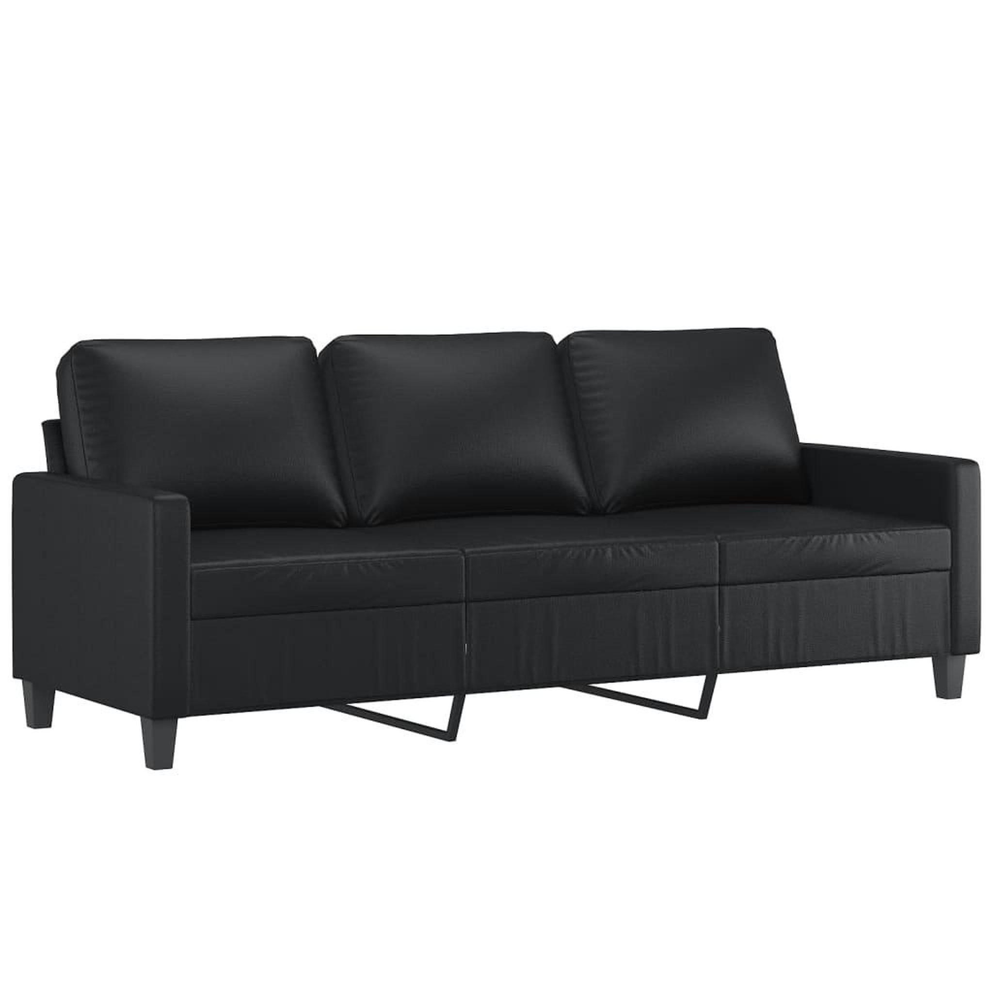 Voir la diapositive 4 : VIDAXL Ensemble de canapes 3 pcs avec coussins Noir Similicuir