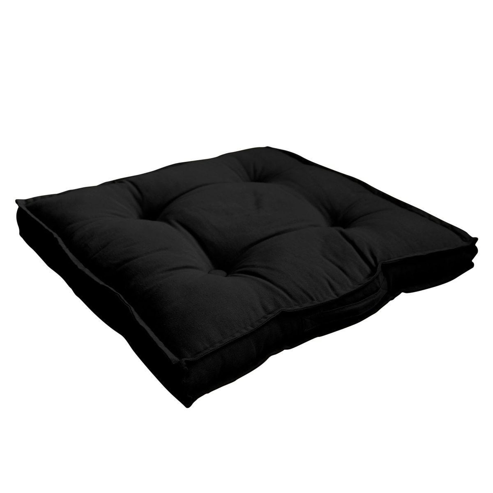 Voir la diapositive 2 : ENJOY HOME Coussin de Sol Uni  Panama  50x50cm Noir