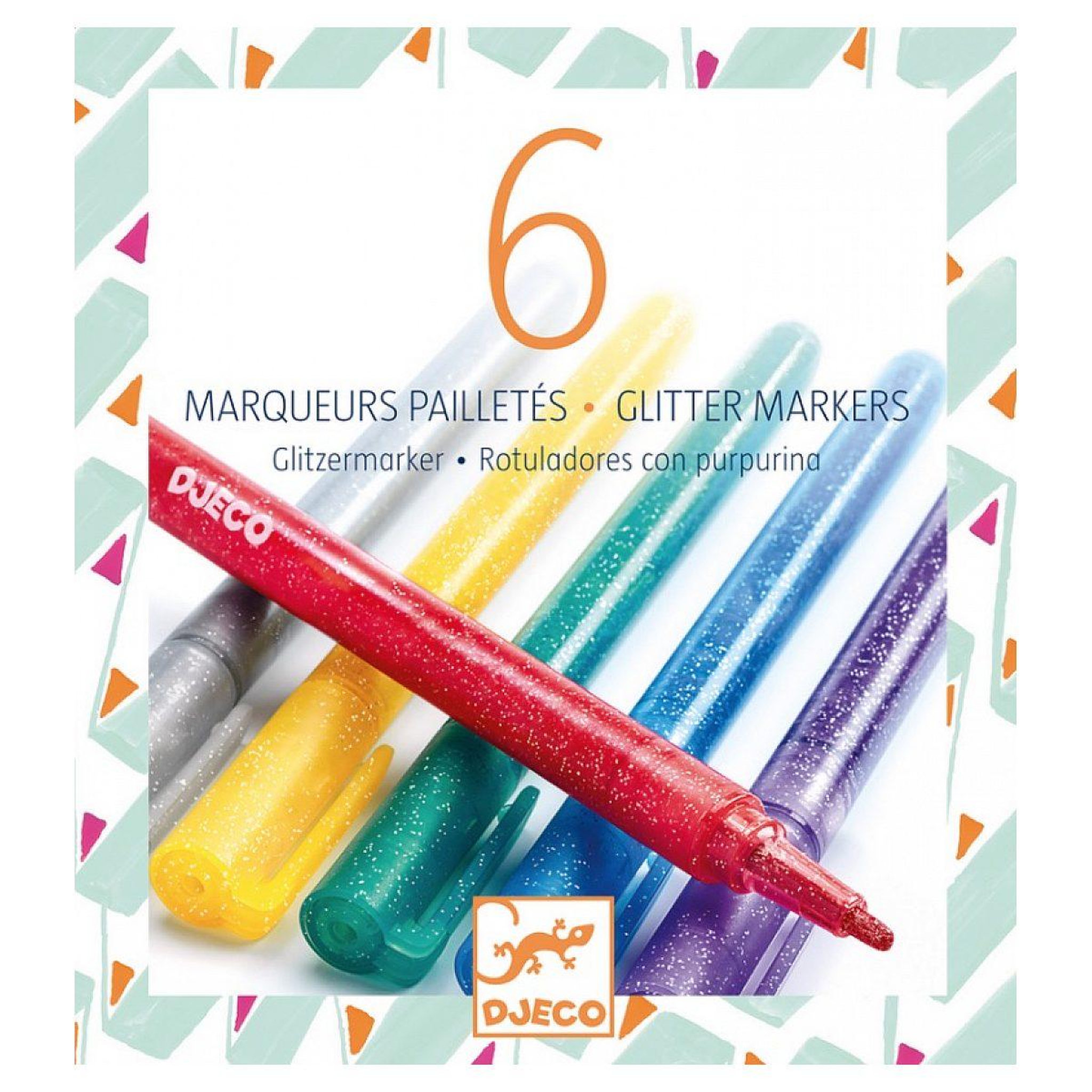Djeco 6 marqueurs  pailletes classique