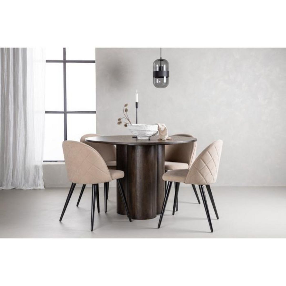 Paris Prix Table à Manger Ronde  Olivia  110cm Marron Foncé