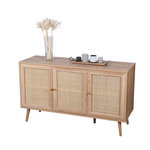 TOILINUX Buffet 3 portes en cannage et panneaux de particules - H.70cm