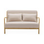 Voir la diapositive 5 : SWEEEK Banquette 2 places scandinave en bois et tissu beige. Lorens. L 124 x P 83 x H 77cm