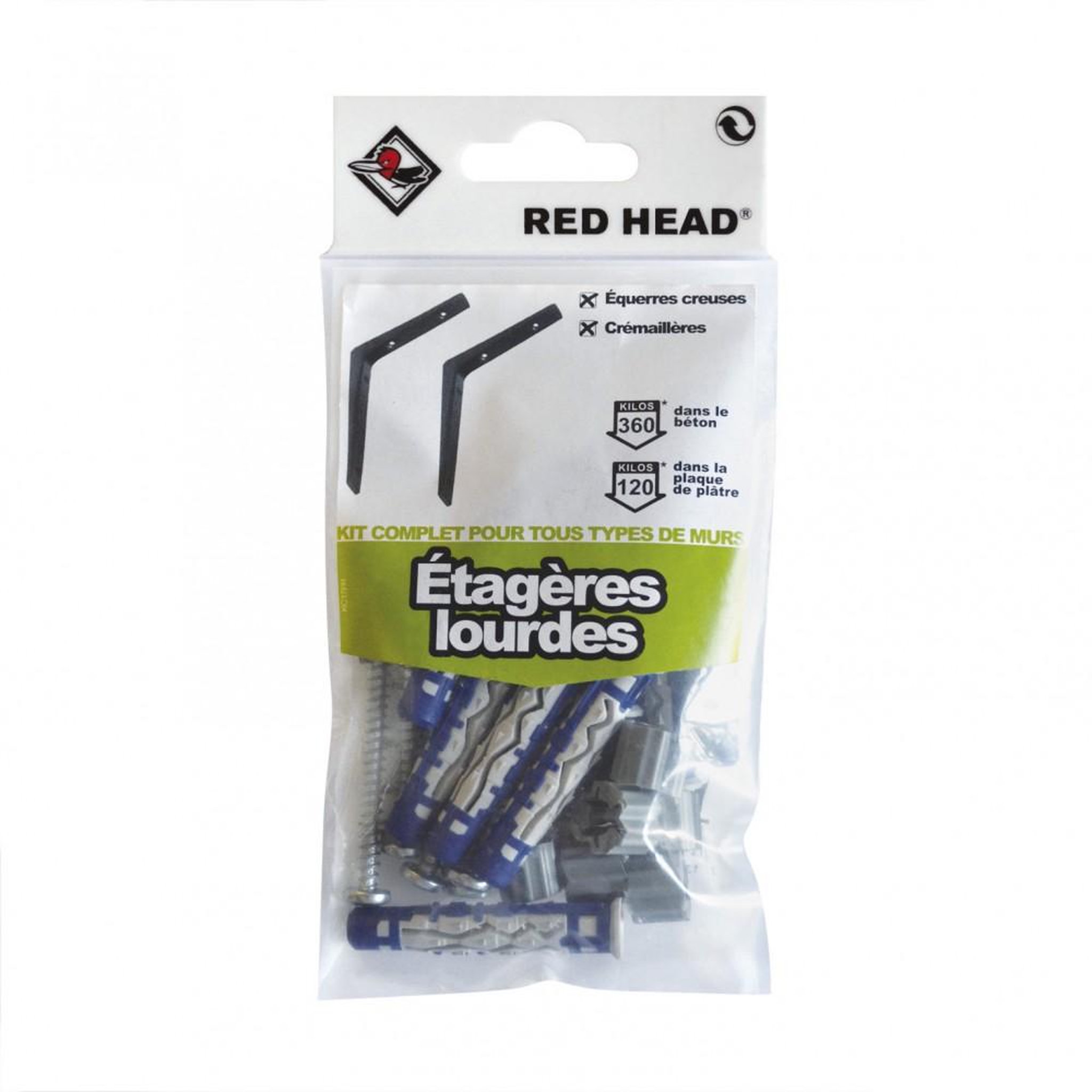 RED HEAD kit chevilles à verrouillage de forme etagère lourde RED HEAD, Diam.8 x L.50 mm