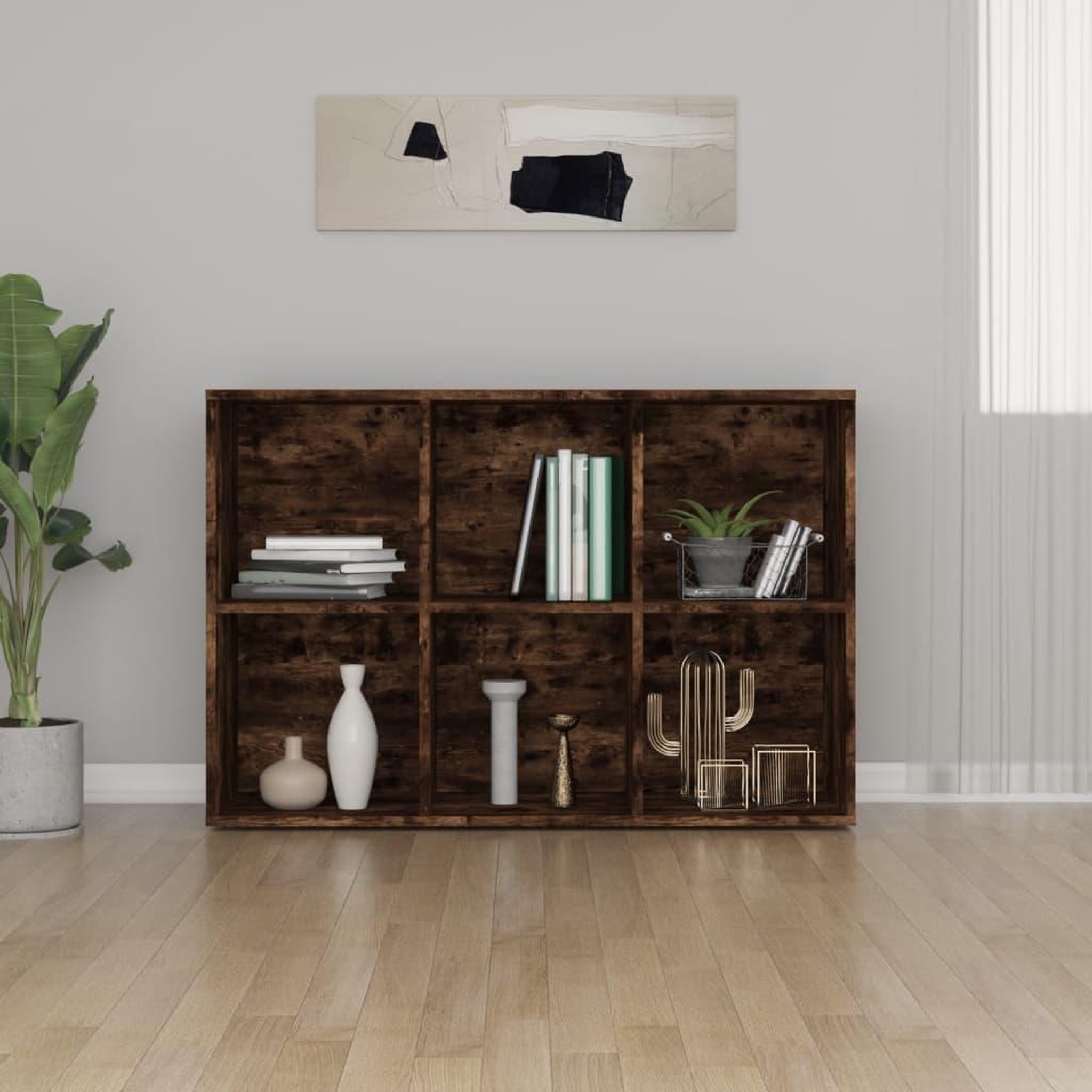 Voir la diapositive 4 : VIDAXL Bibliotheque/Buffet Chene fume 66x30x98 cm Bois d'ingenierie