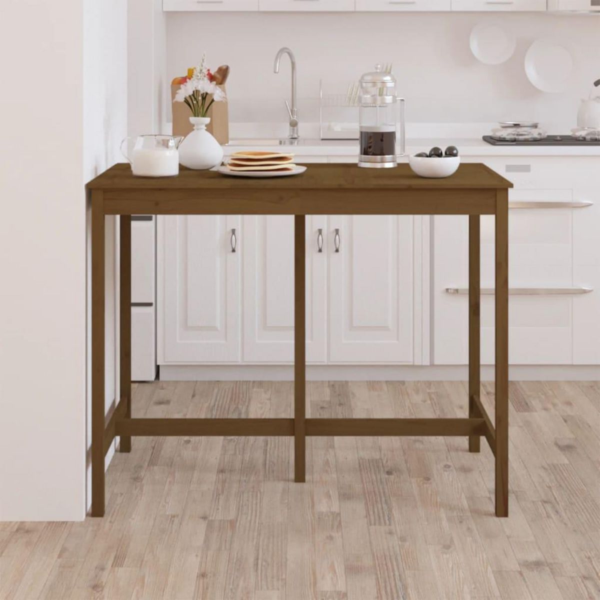 VIDAXL Table de bar Marron miel 140x80x110 cm Bois massif de pin