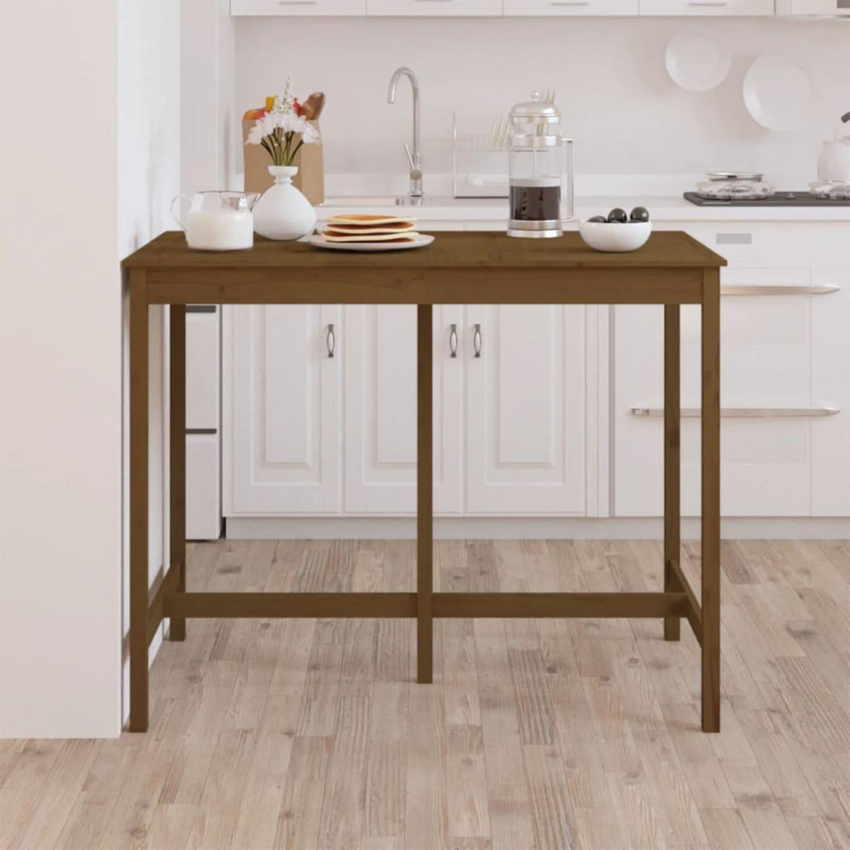 VIDAXL Table de bar Marron miel 140x80x110 cm Bois massif de pin