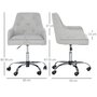 VINSETTO Chaise de bureau design Chesterfield capitonné hauteur réglable pivotant 360° piètement chromé tissu gris