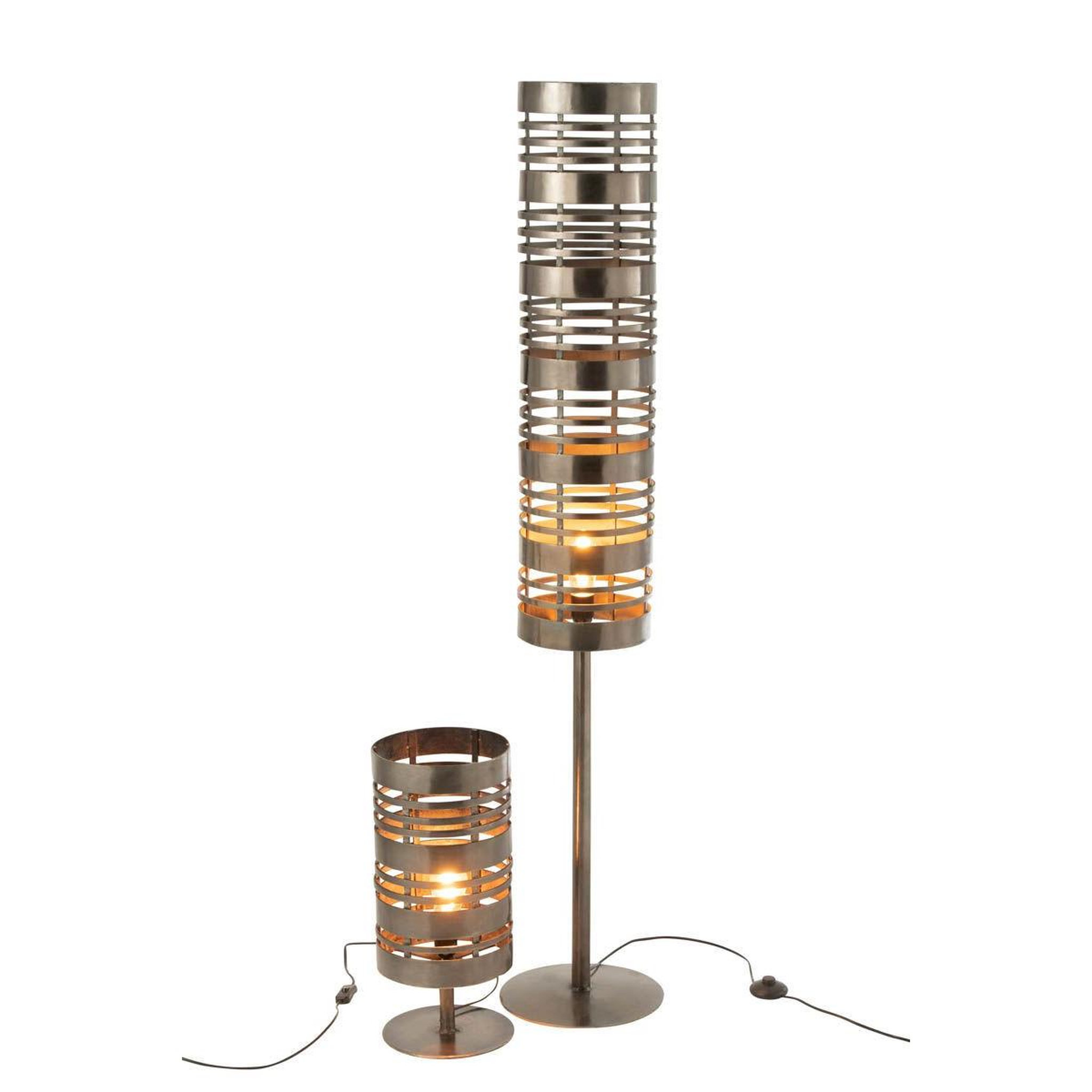 Voir la diapositive 5 : J-LINE Lampe à Poser Cercle Métal  Pamela  51cm Gris