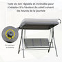 Voir la diapositive 4 : OUTSUNNY Balancelle de jardin 3 places grand confort toit inclinaison réglable assise et dossier ergonomique acier textilène gris