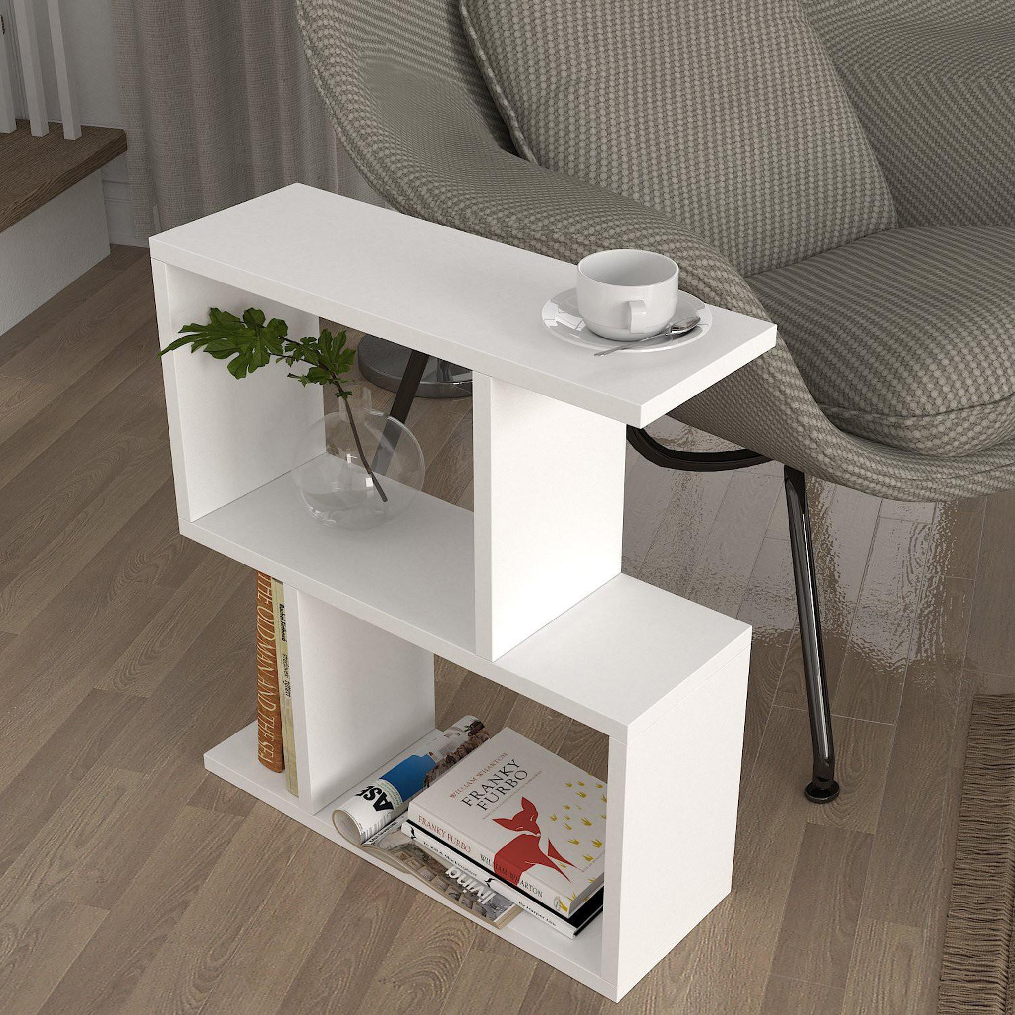Voir la diapositive 3 : Habitat et Jardin Table d'appoint en bois  karinus  - 50 x 17 x 55 cm - blanc