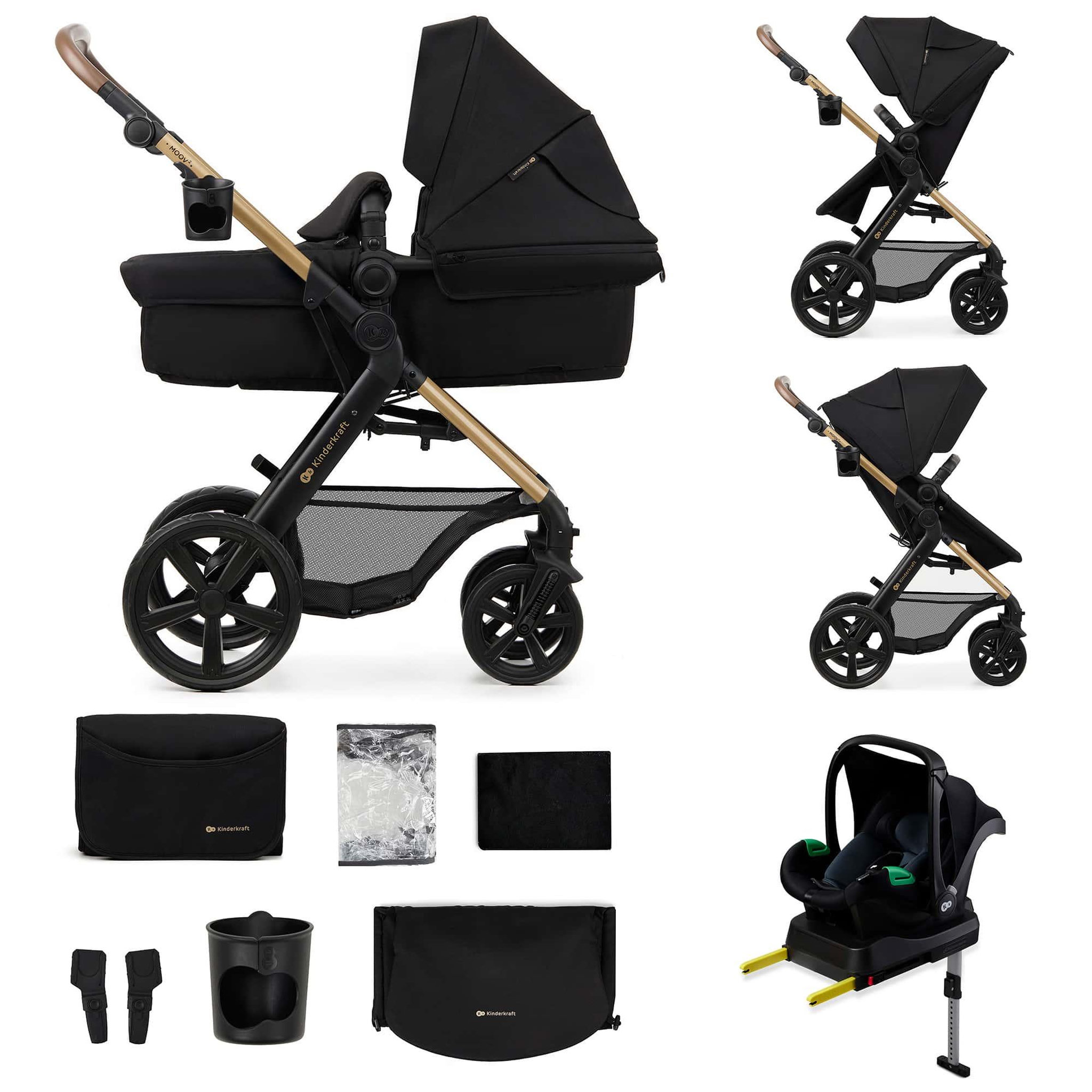 KINDERKRAFT Poussette 4en1 moov 2 pratique et confortable. Coloris disponibles : Beige, Noir, Gris