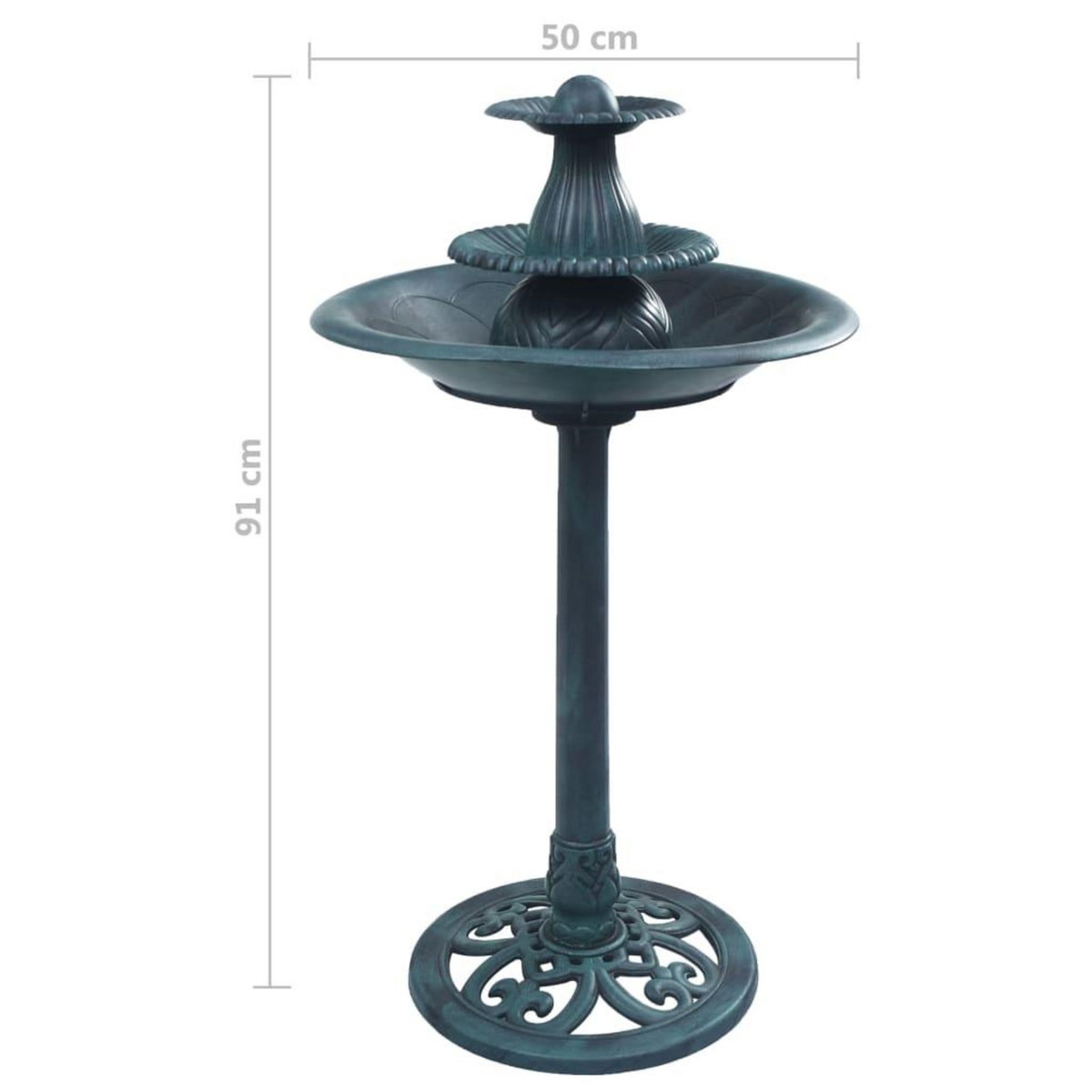 VIDAXL Bain pour oiseaux avec fontaine Vert 50x91 cm Plastique
