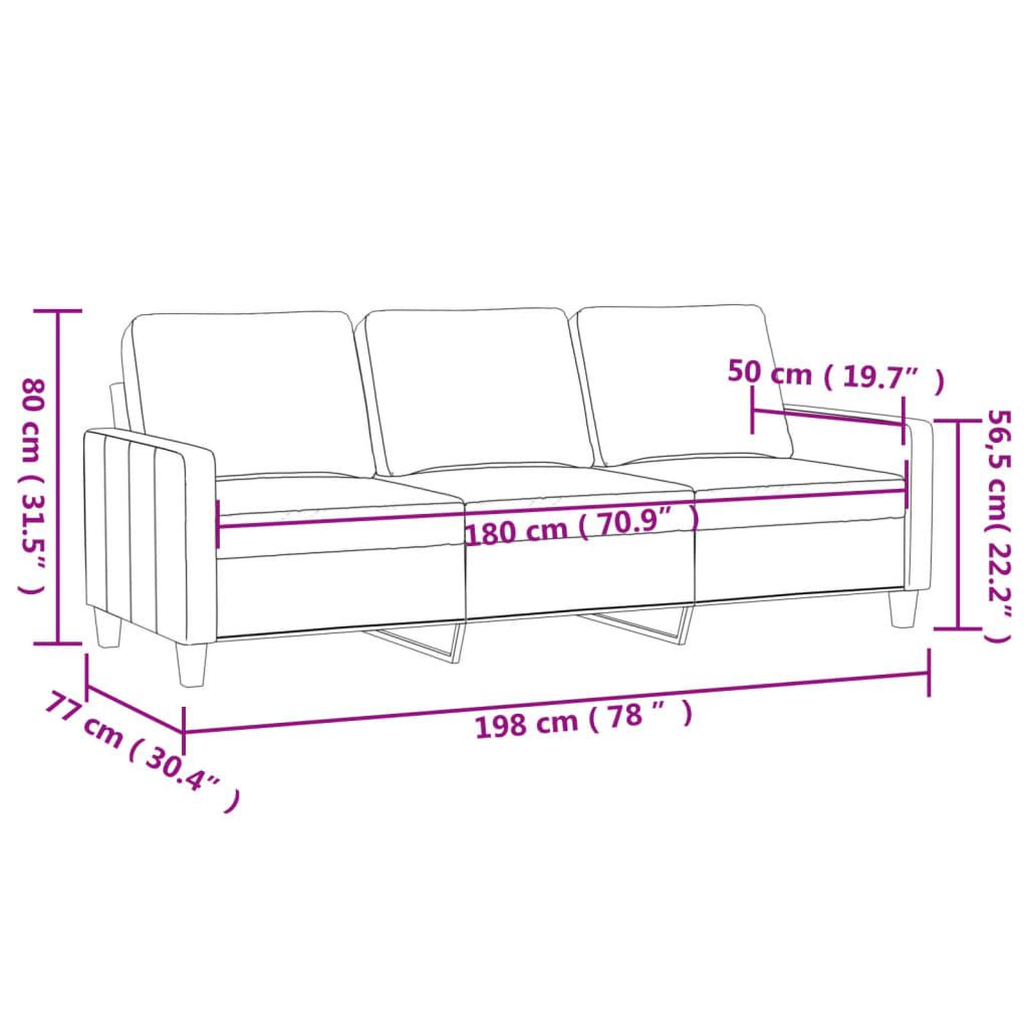 Voir la diapositive 6 : VIDAXL Canape a 3 places Creme 180 cm Similicuir
