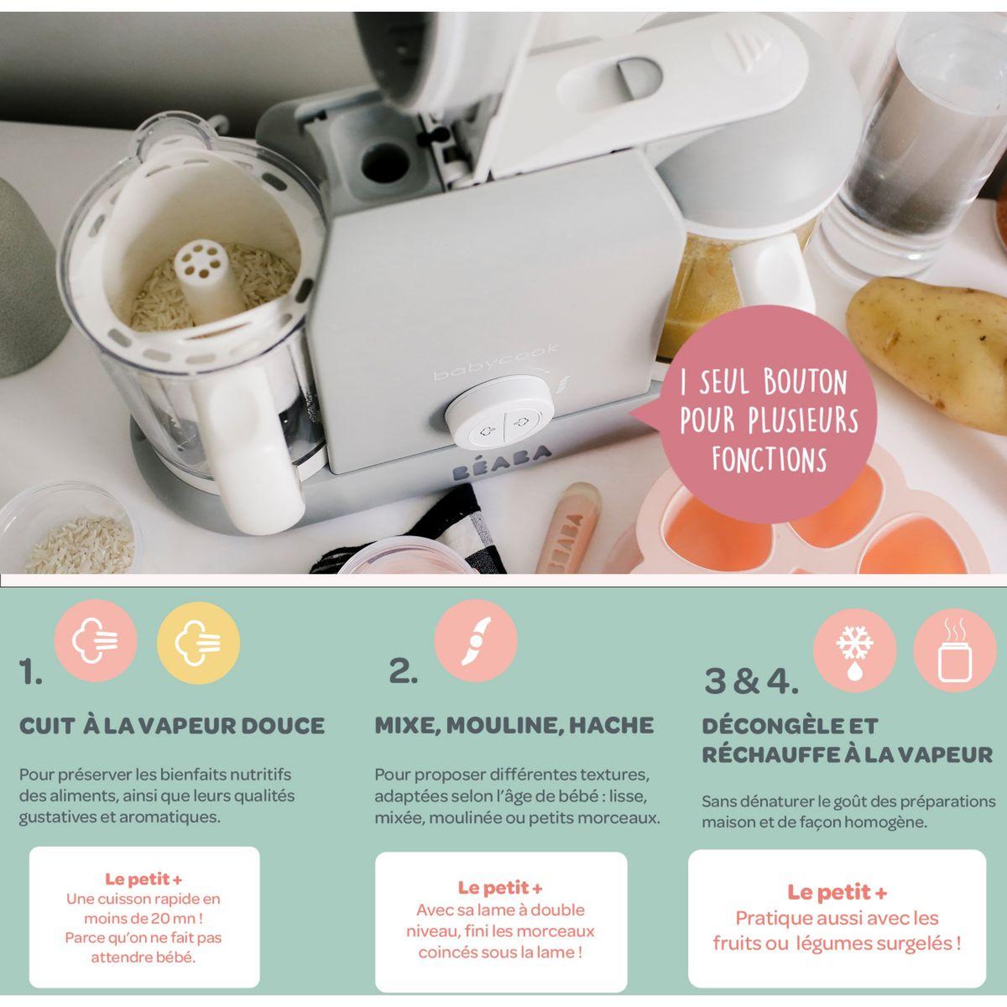 Voir la diapositive 5 : BEABA Mixeur cuiseur bébé babycook duo dark grey