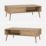 Voir la diapositive 5 : SWEEEK Table basse. Eva.  scandinave en cannage arrondi et en décor bois. 1 tiroir réversible L110 x l59 x H39cm