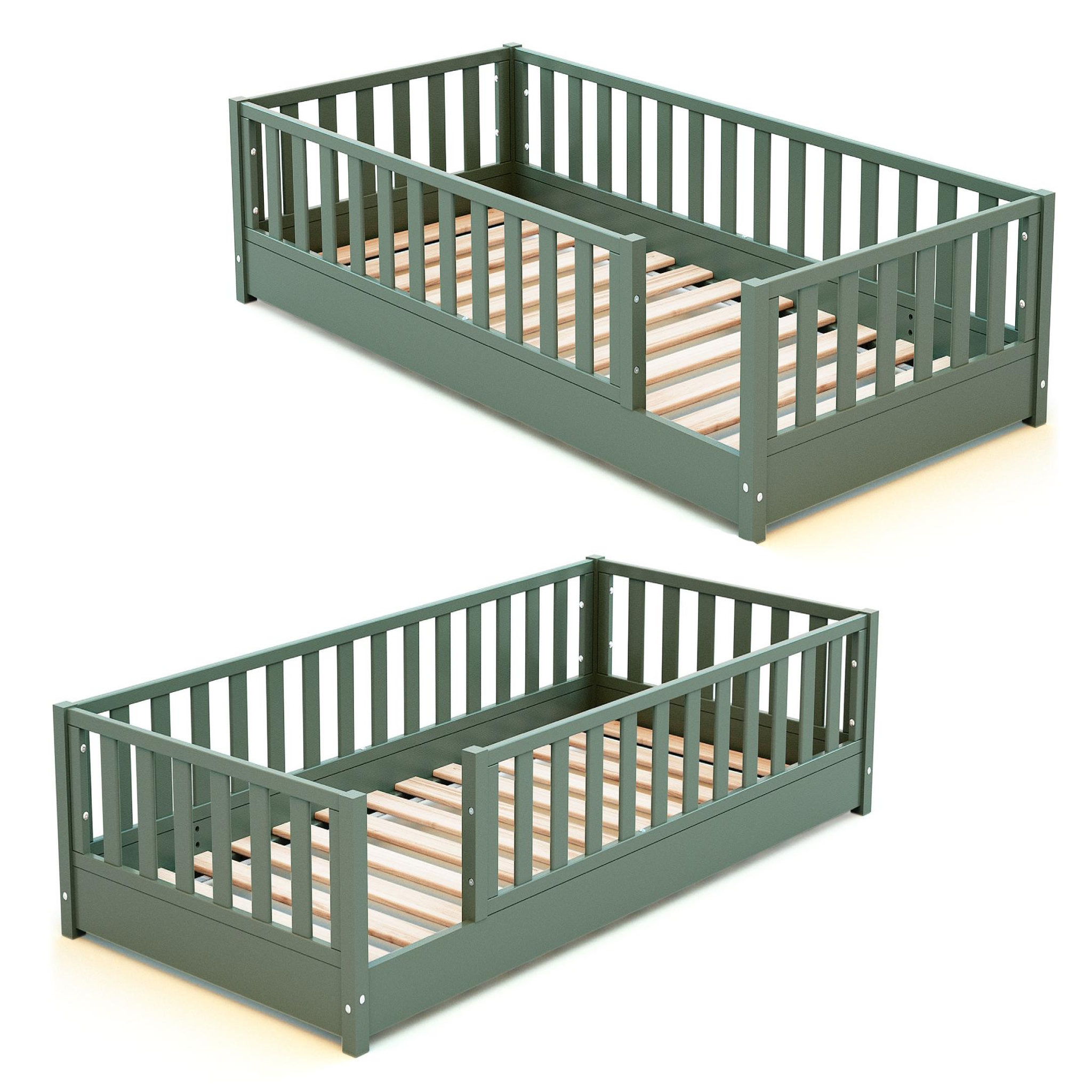 Voir la diapositive 4 : JURABABY Lit au sol enfant en bois SONHO avec matelas - 90x190