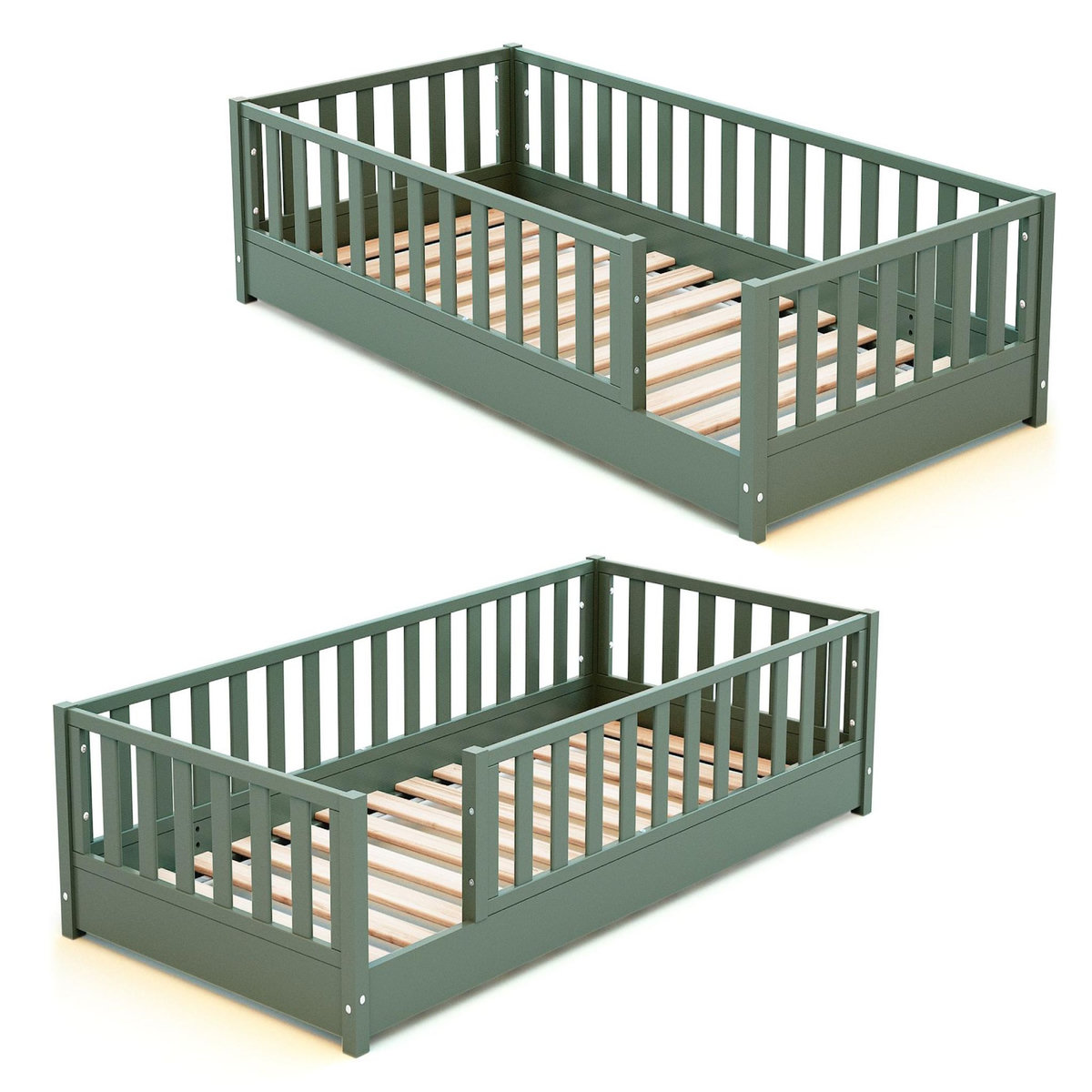 JURABABY Lit au sol enfant en bois SONHO avec matelas - 90x190