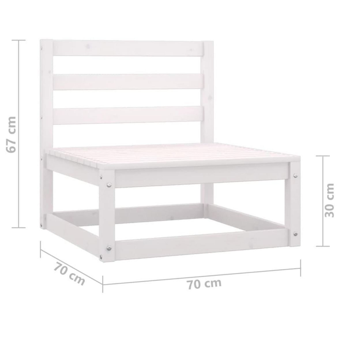 VIDAXL Canape a 2 places de jardin Blanc Bois de pin solide
