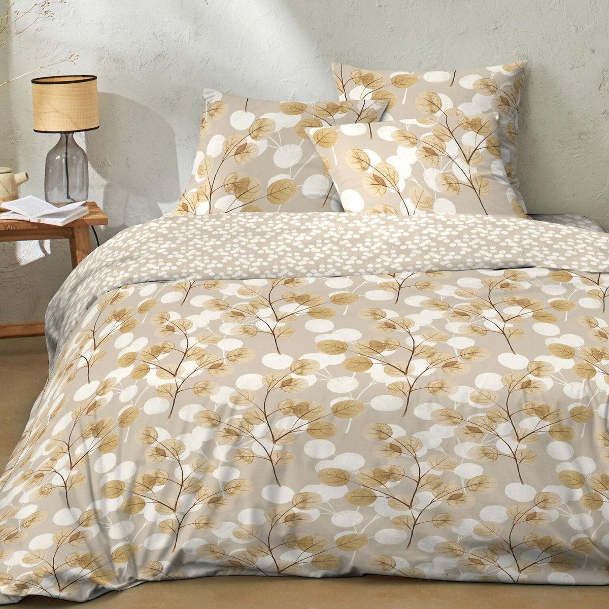 Home collection Parure housse de couette 100% flanelle de coton soryne