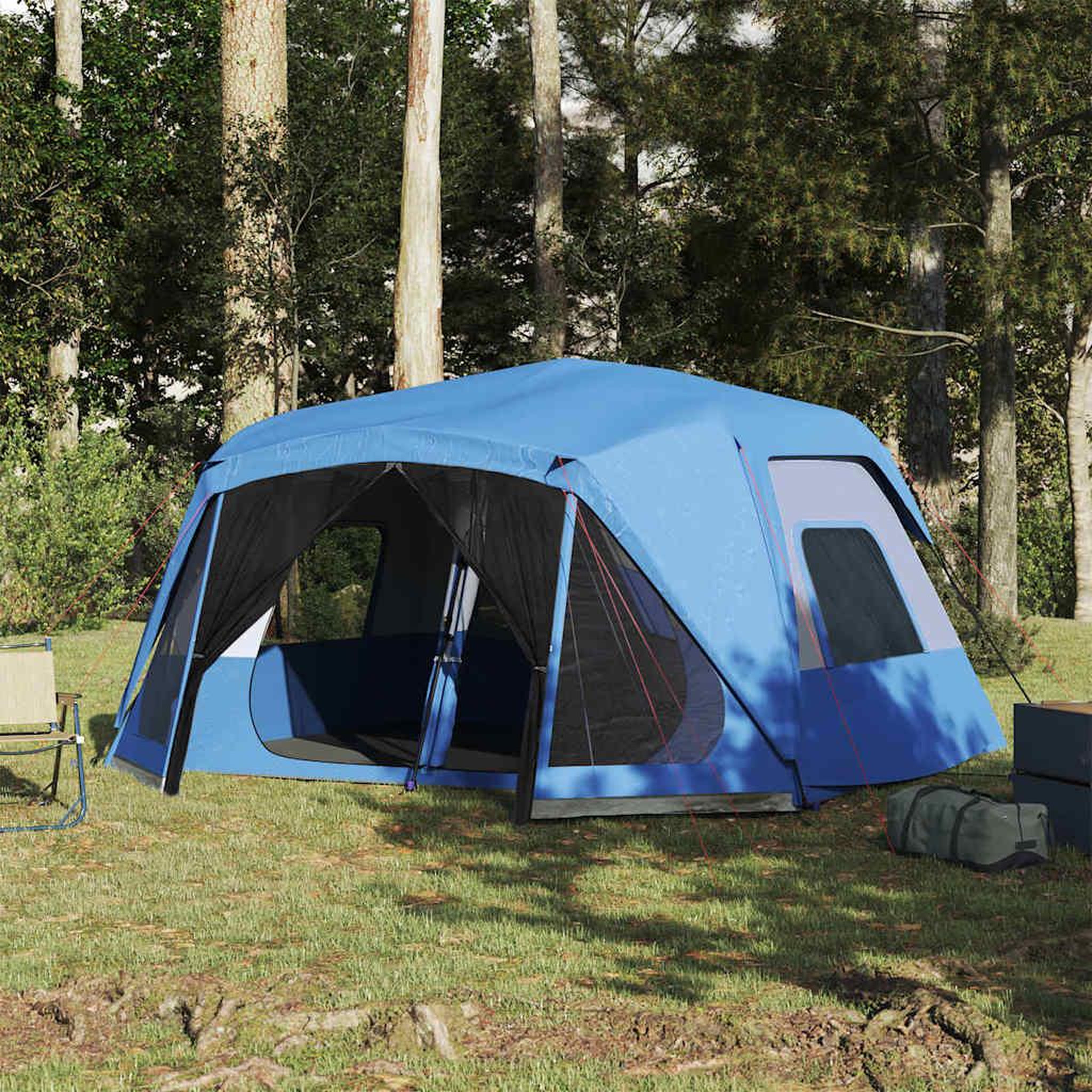 VIDAXL Tente familiale 10 personnes bleu liberation rapide impermeable