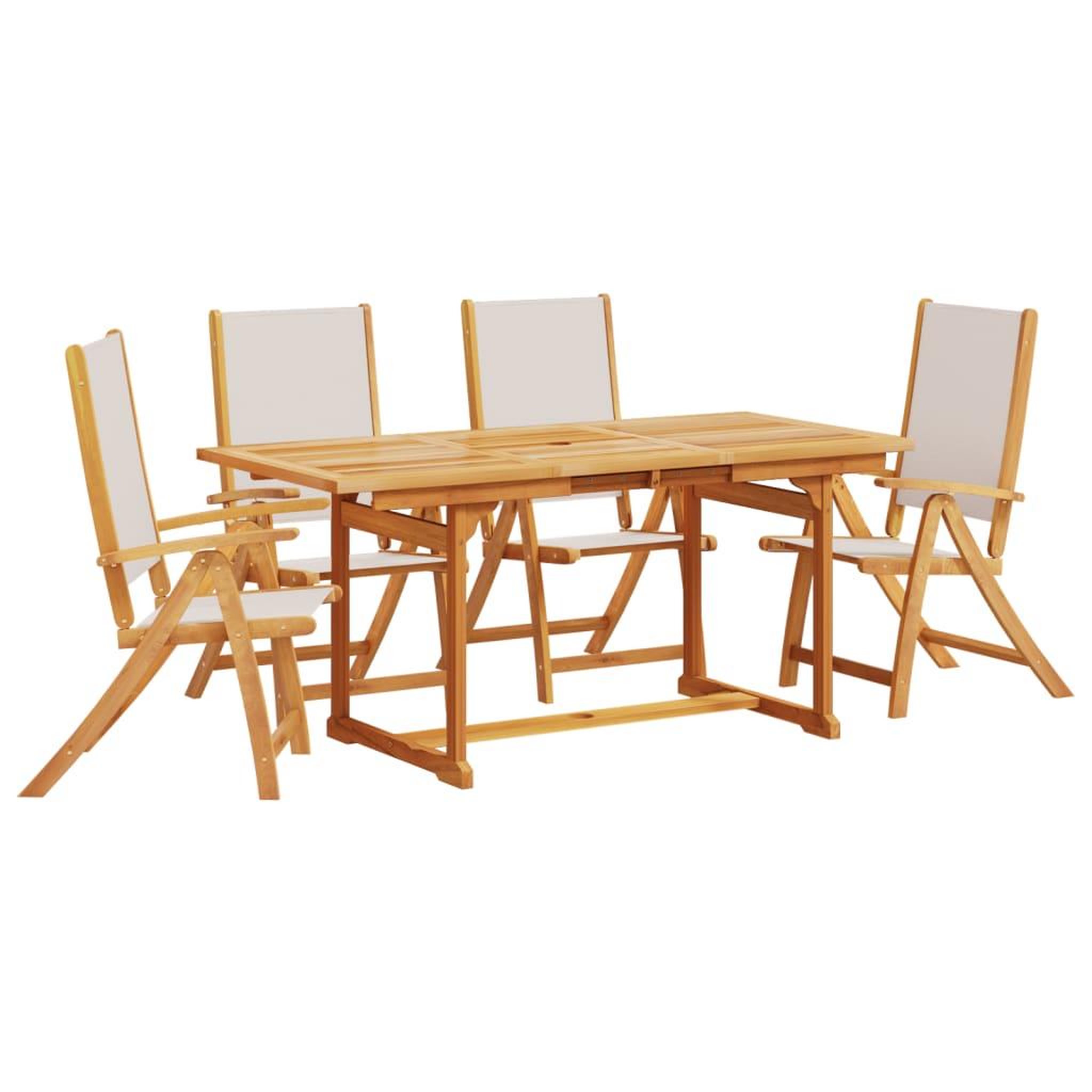 Voir la diapositive 2 : VIDAXL Ensemble a manger de jardin 5pcs bois d'acacia solide textilene