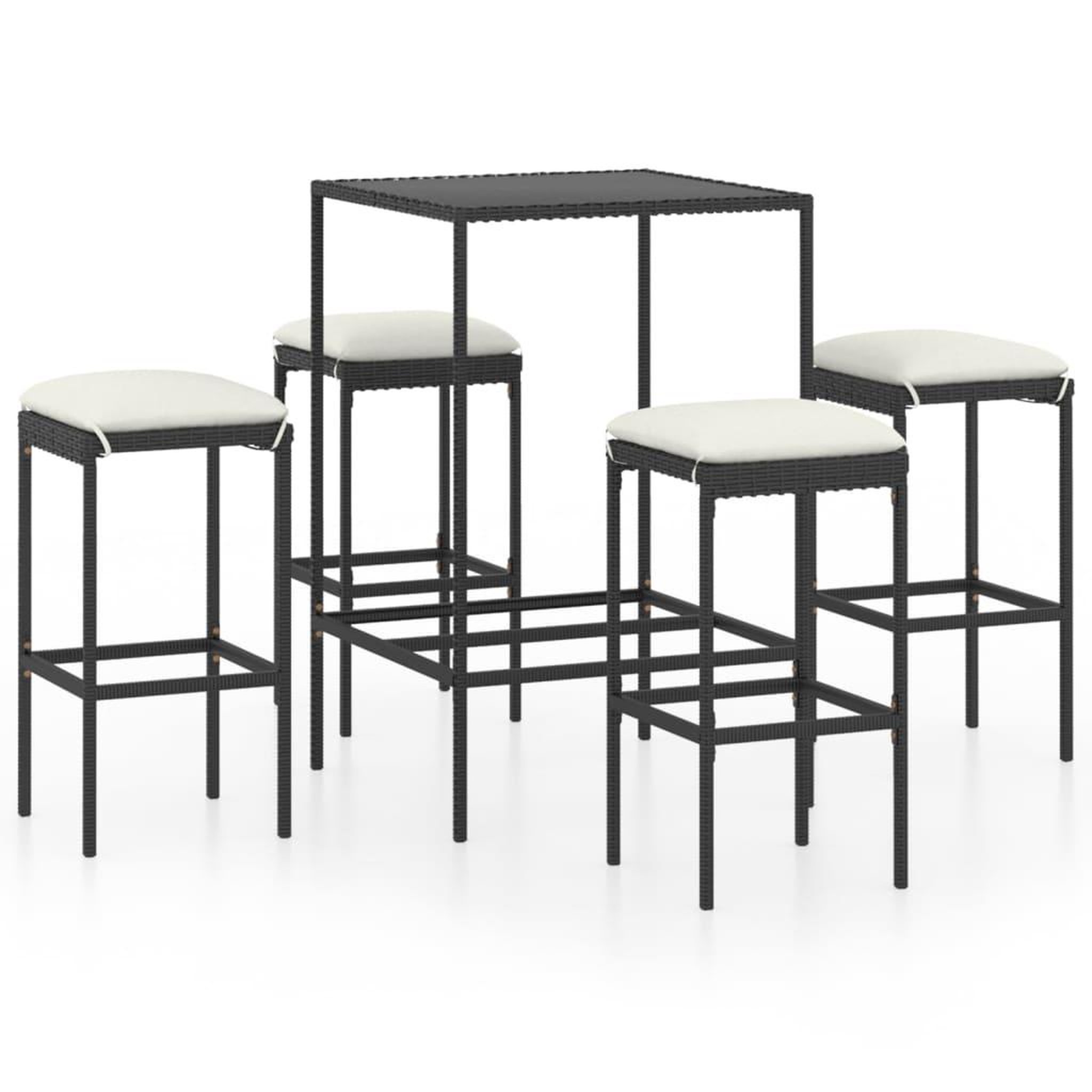 Voir la diapositive 2 : VIDAXL Ensemble de bar de jardin 5 pcs et coussins Resine tressee Noir