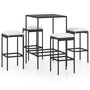 Voir la diapositive 2 : VIDAXL Ensemble de bar de jardin 5 pcs et coussins Resine tressee Noir